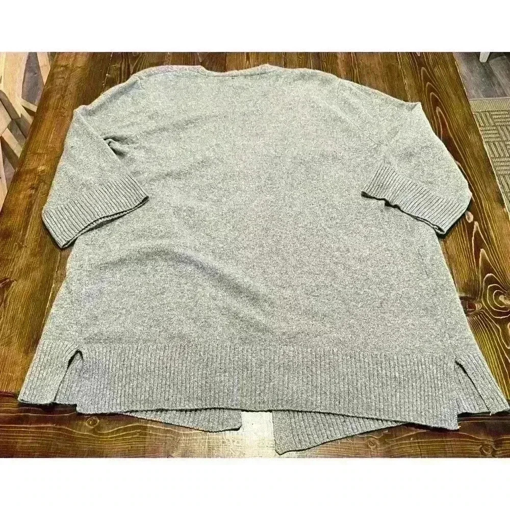 A New Day Sz Large Open Front Gray Sweater 3/4 Sleeves - Picture 2 of 6